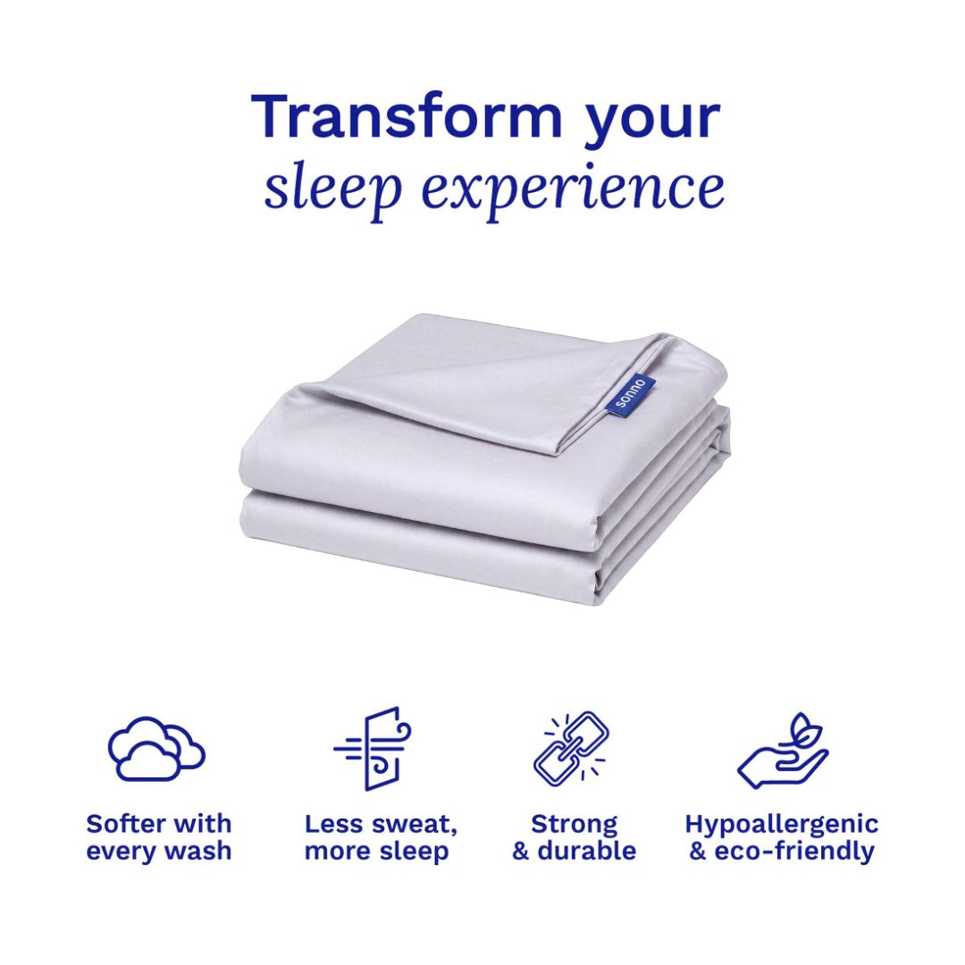 Folded foldable mattress bed sheets with text and icons on a white background