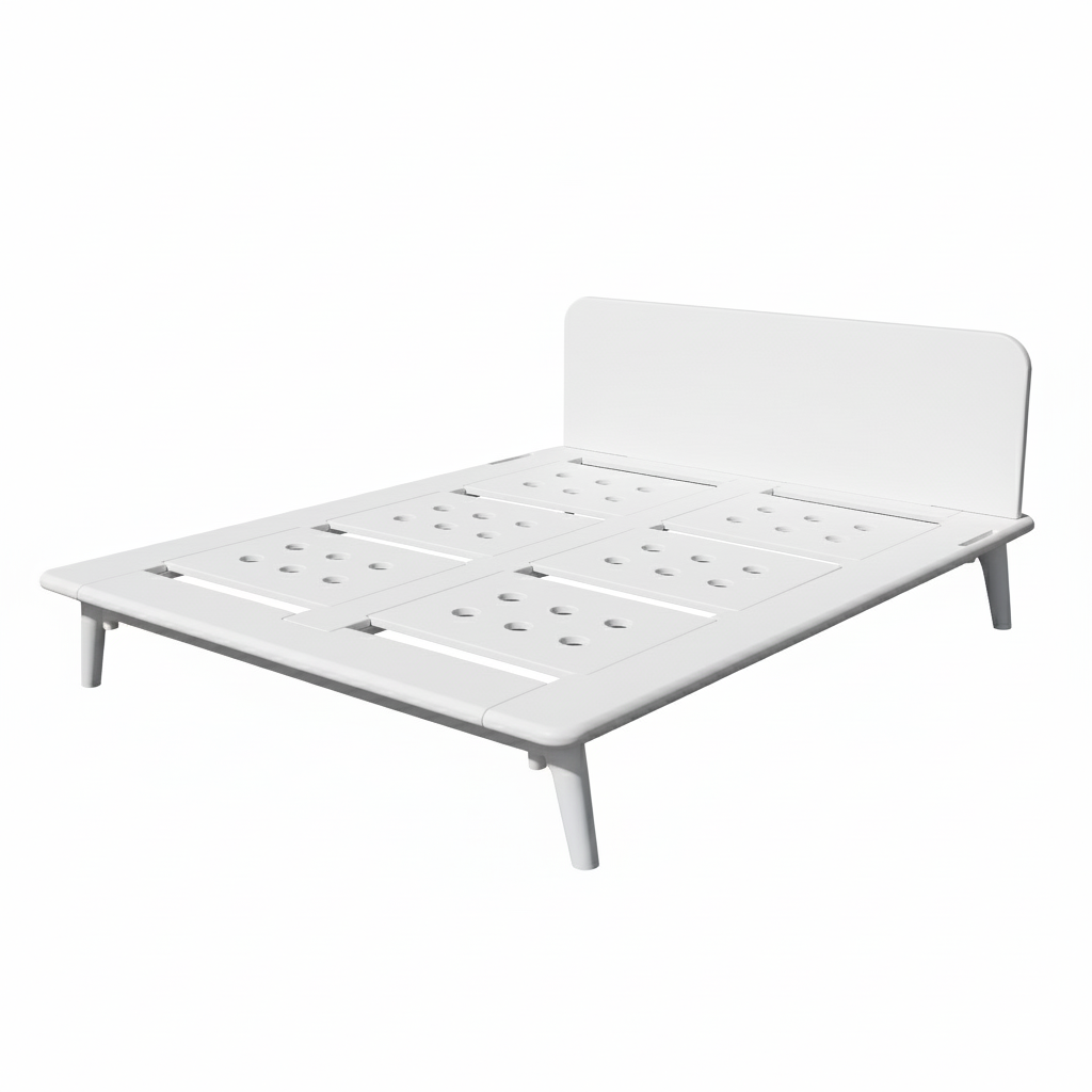 White bed frame on a white background