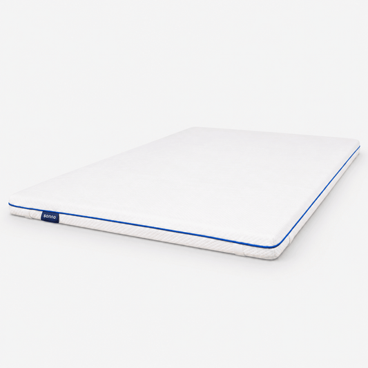 a sonno mattress topper queen size on a white background
