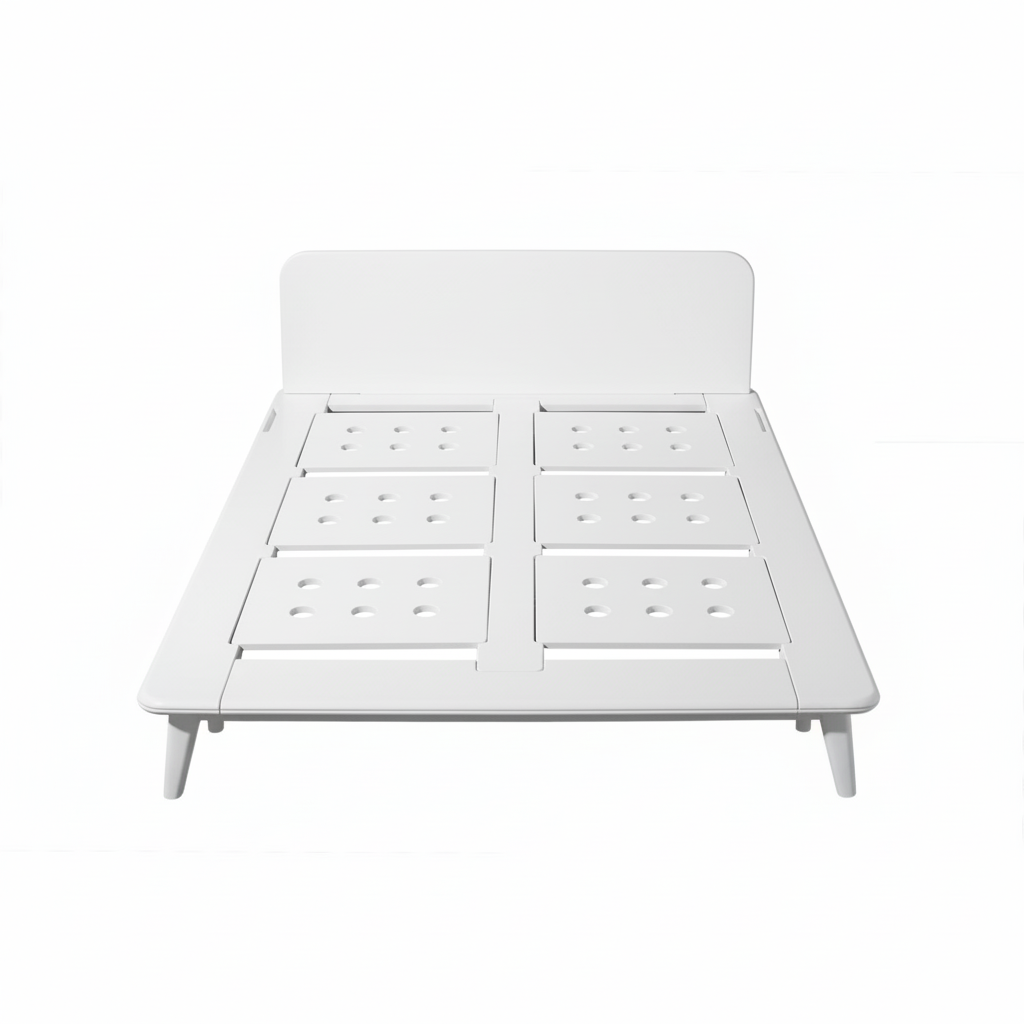 White bed frame on a white background