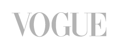 Vogue logo in gray on a white background